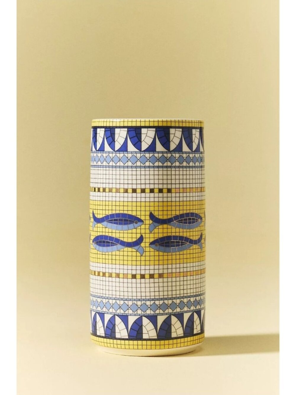 Anthropologie Bistro Tile Stoneware Vase Italia Edition Fish